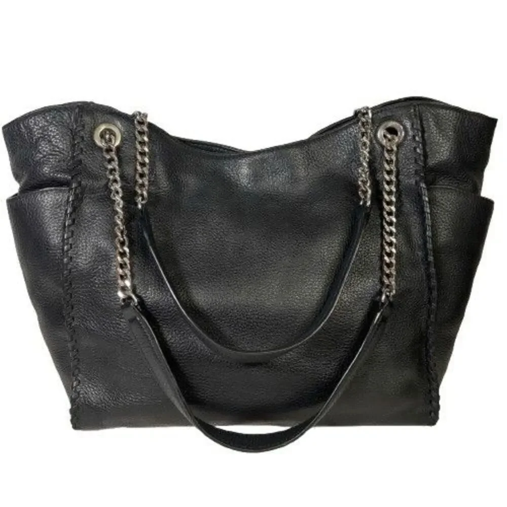 Michael Kors Whipped Chelsea Black Leather Tote Hobo Shoulder Bag Purse MRP$528